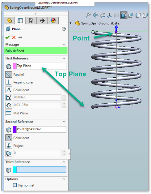 Step 4 – SolidWorks Create a Parallel Plane