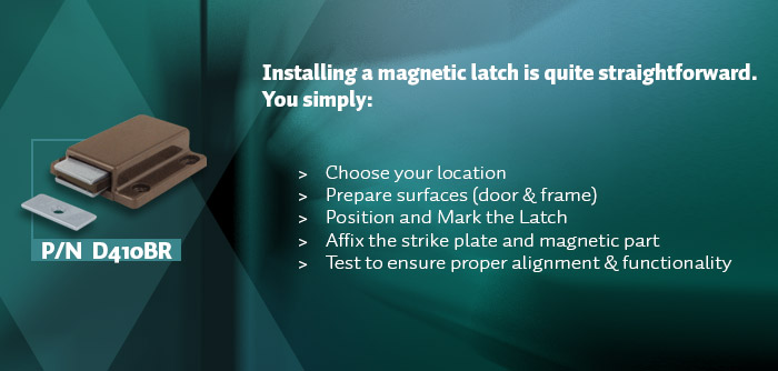 magnetic push latch installation steps graphic